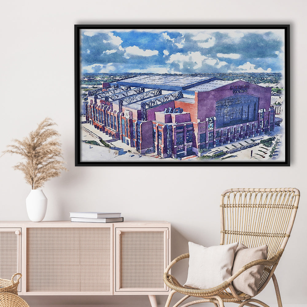 Colts Football Stadium- Lucas Oil Painting Stadium Watercolor, Sport Gift Art, Framed Canvas Print Wall Art