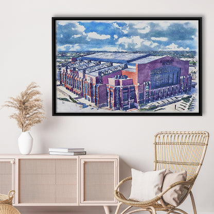Colts Football Stadium- Lucas Oil Painting Stadium Watercolor, Sport Gift Art, Framed Canvas Print Wall Art