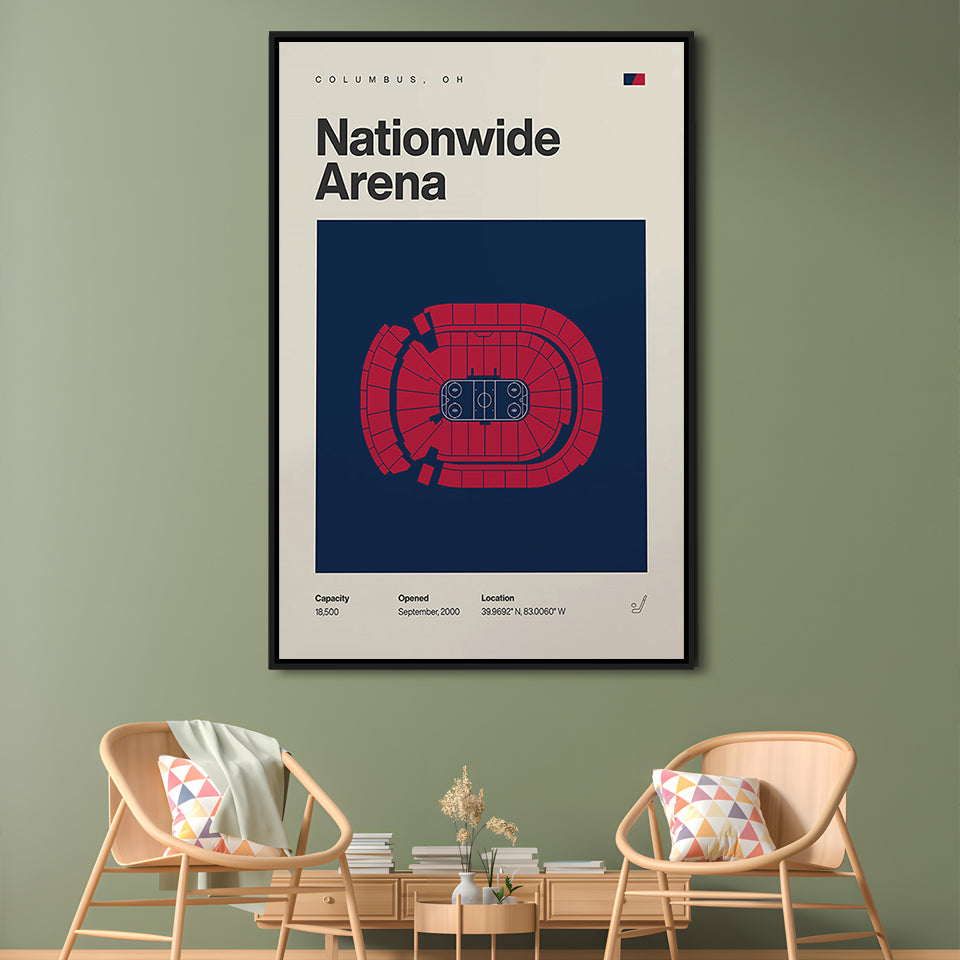 Columbus Blue Jackets Stadium Print, Nationwide Arena Print, Man Cave Gift, Floating Framed Canvas Print Wall Art