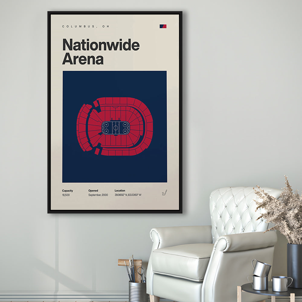 Columbus Blue Jackets Stadium Print, Nationwide Arena Print, Man Cave Gift, Floating Framed Canvas Print Wall Art