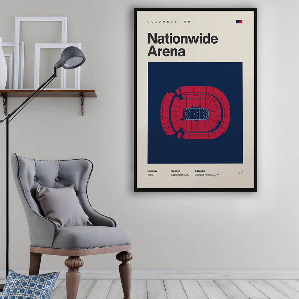 Columbus Blue Jackets Stadium Print, Nationwide Arena Print, Man Cave Gift, Floating Framed Canvas Print Wall Art