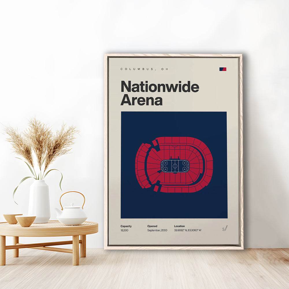 Columbus Blue Jackets Stadium Print, Nationwide Arena Print, Man Cave Gift, Floating Framed Canvas Print Wall Art