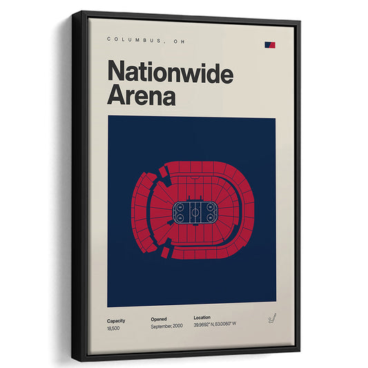 Columbus Blue Jackets Stadium Print, Nationwide Arena Print, Man Cave Gift, Floating Framed Canvas Print Wall Art
