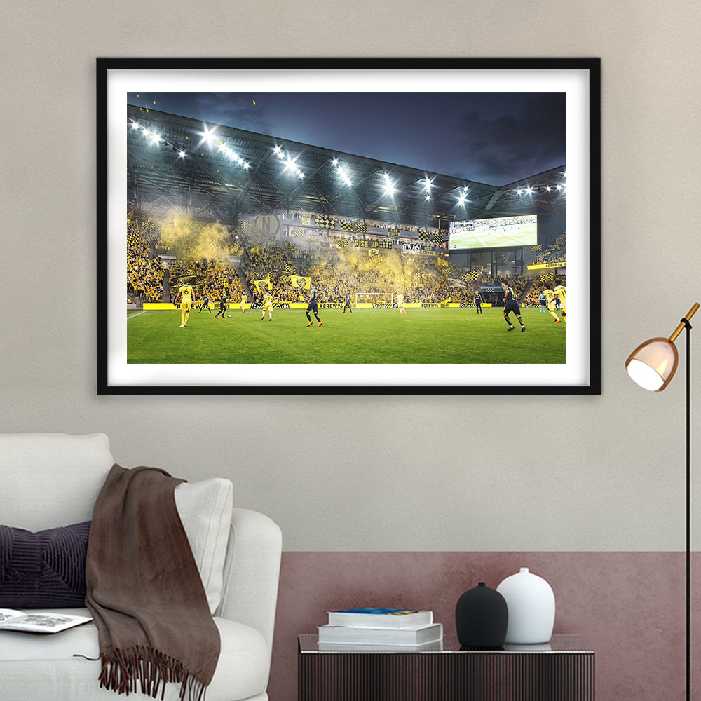Columbus Crew Stadium, Stadium Canvas, Sport Art, Gift for him, White Border Framed Art Print Wall Decor