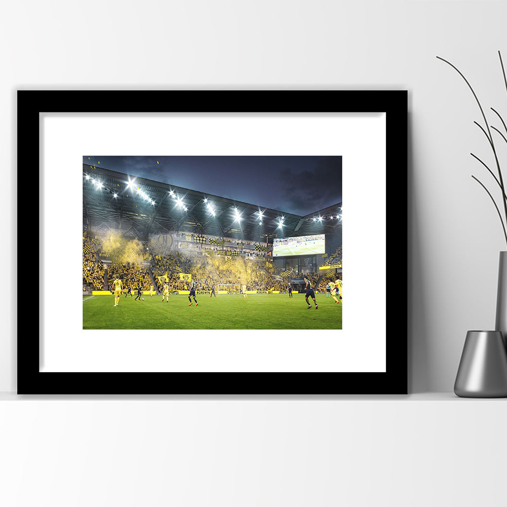 Columbus Crew Stadium, Stadium Canvas, Sport Art, Gift for him, White Border Framed Art Print Wall Decor