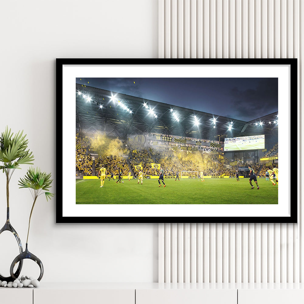 Columbus Crew Stadium, Stadium Canvas, Sport Art, Gift for him, White Border Framed Art Print Wall Decor