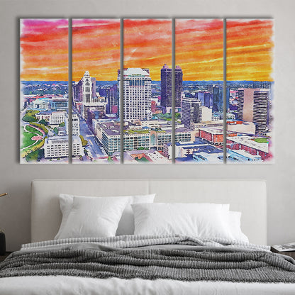 Columbus Watercolor Painting Canvas, Columbus Ohio, Sport Art, Extra Large Canvas Print Wall Art