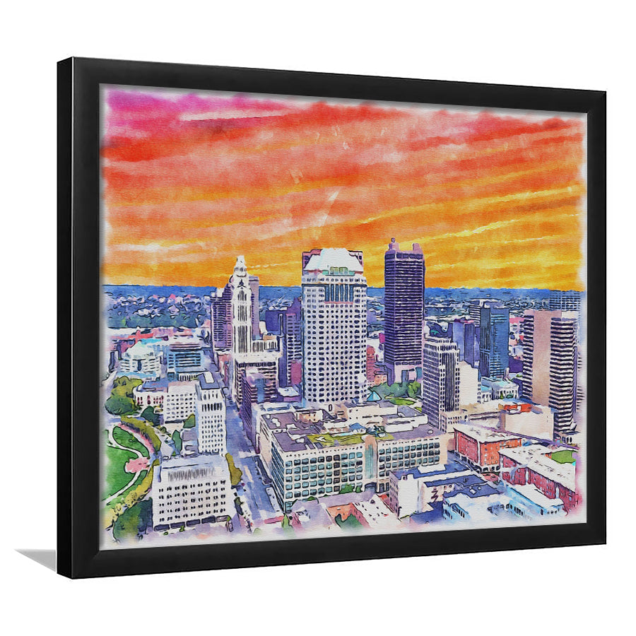 Columbus Watercolor Painting Canvas, Columbus Ohio, Sport Gift Art, Framed Art Print Wall Decor