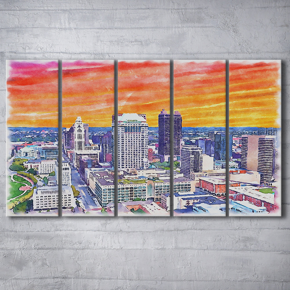 Columbus Watercolor Painting Canvas, Columbus Ohio, Sport Art, Extra Large Canvas Print Wall Art