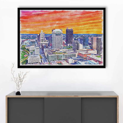Columbus Watercolor Painting Canvas, Columbus Ohio, Sport Gift Art, Framed Art Print Wall Decor