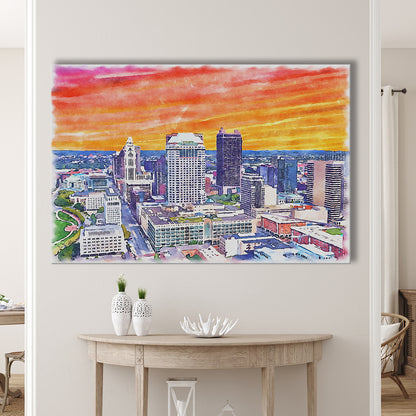 Columbus Watercolor Painting Canvas, Columbus Ohio, Sport Art, Gifts for him, Canvas Print Wall Art
