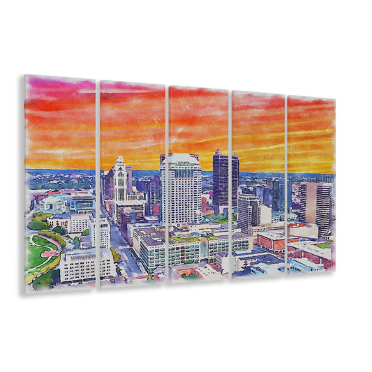 Columbus Watercolor Painting Canvas, Columbus Ohio, Sport Art, Extra Large Canvas Print Wall Art