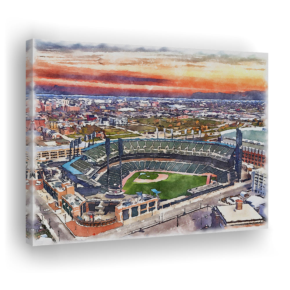 Comerica Park Painting Canvas, Tigers Watercolor, Sport Art, Gifts for him, Canvas Print Wall Art