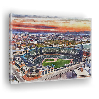 Comerica Park Painting Canvas, Tigers Watercolor, Sport Art, Gifts for him, Canvas Print Wall Art
