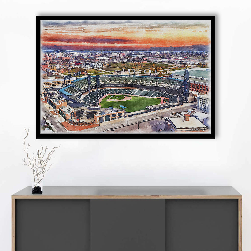 Comerica Park Painting Canvas, Tigers Watercolor, Sport Gift Art, Framed Art Print Wall Decor