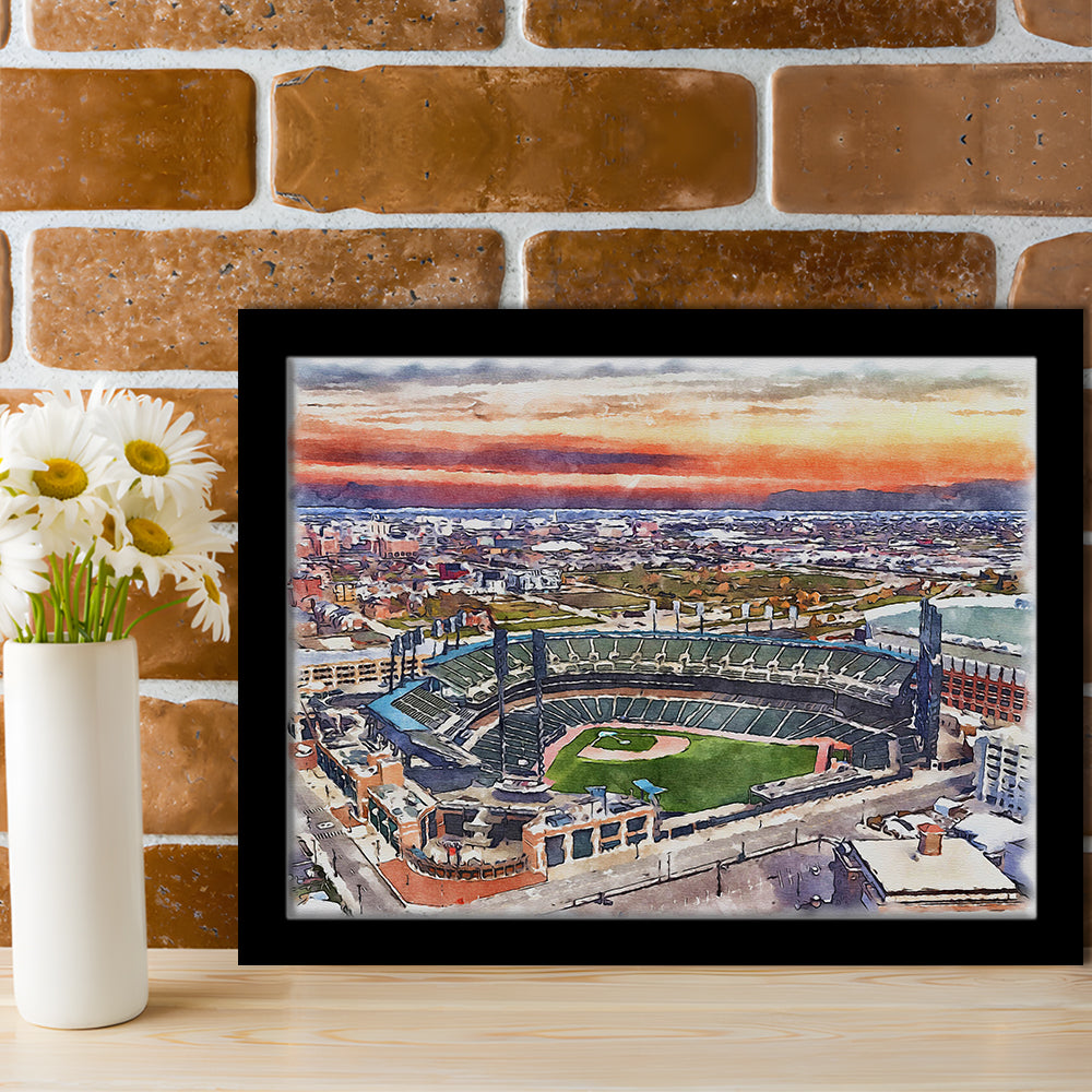 Comerica Park Painting Canvas, Tigers Watercolor, Sport Gift Art, Framed Art Print Wall Decor