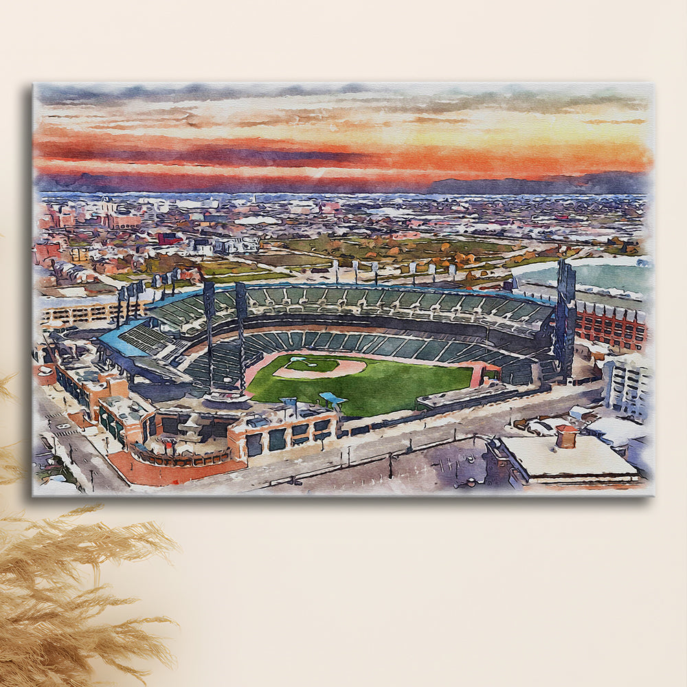 Comerica Park Painting Canvas, Tigers Watercolor, Sport Art, Gifts for him, Canvas Print Wall Art