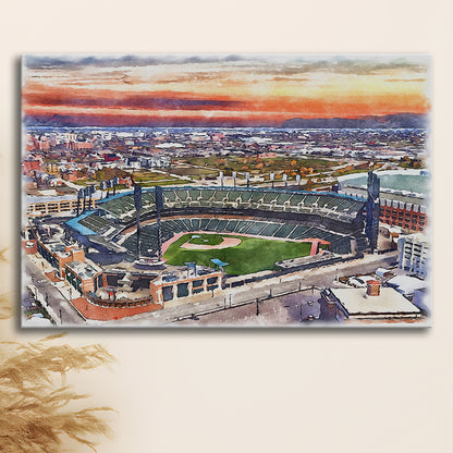 Comerica Park Painting Canvas, Tigers Watercolor, Sport Art, Gifts for him, Canvas Print Wall Art