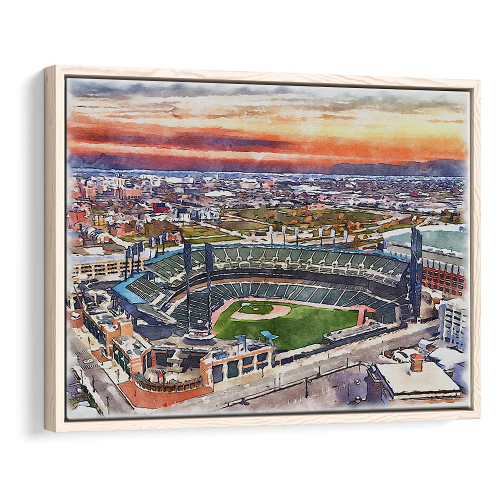 Comerica Park Painting Canvas, Tigers Watercolor, Sport Gift Art, Framed Canvas Print Wall Art