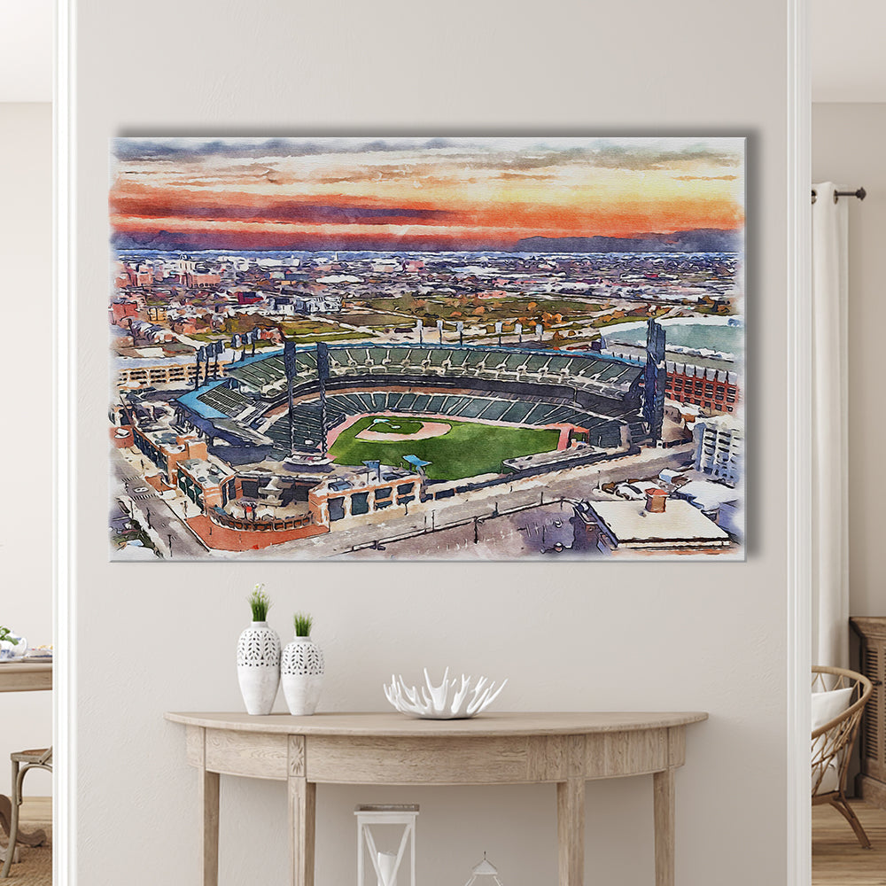 Comerica Park Painting Canvas, Tigers Watercolor, Sport Art, Gifts for him, Canvas Print Wall Art