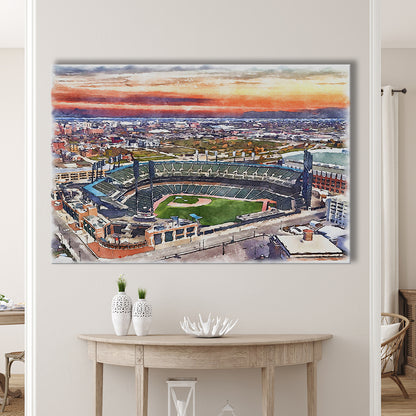 Comerica Park Painting Canvas, Tigers Watercolor, Sport Art, Gifts for him, Canvas Print Wall Art