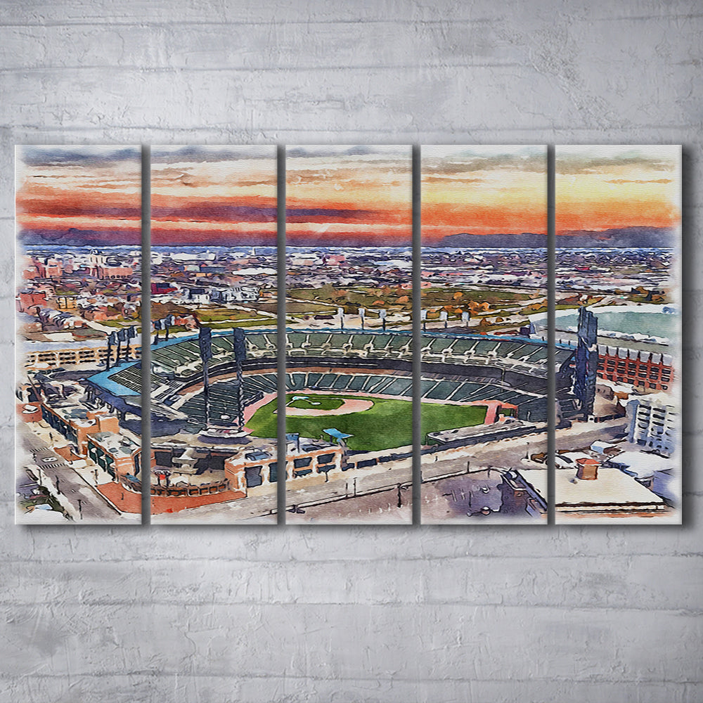 Comerica Park Painting Canvas, Tigers Watercolor, Sport Art, Extra Large Canvas Print Wall Art