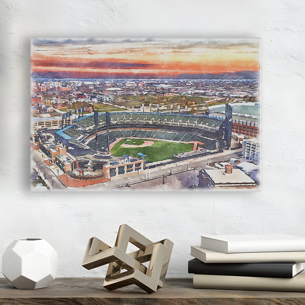 Comerica Park Painting Canvas, Tigers Watercolor, Sport Art, Gifts for him, Canvas Print Wall Art