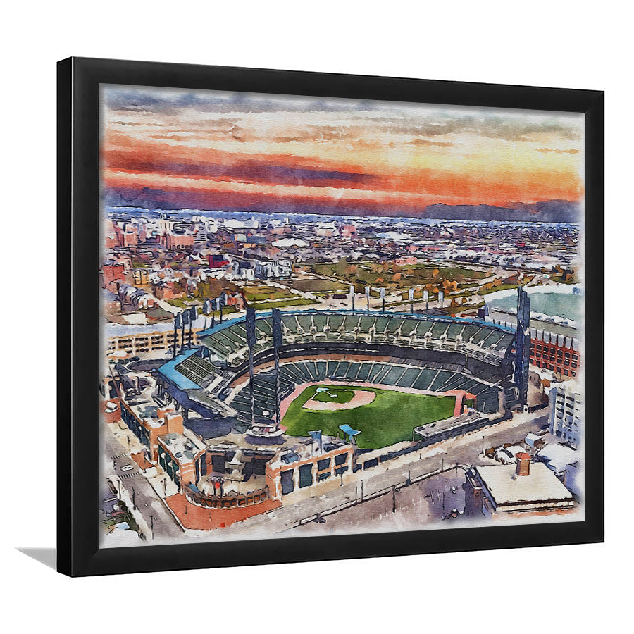 Comerica Park Painting Canvas, Tigers Watercolor, Sport Gift Art, Framed Art Print Wall Decor
