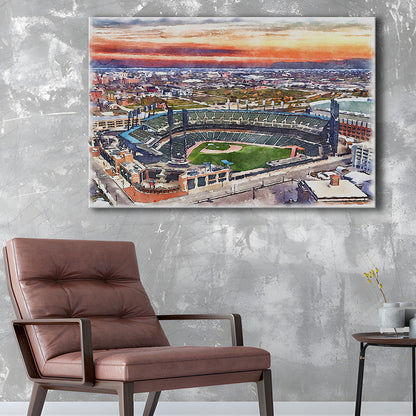 Comerica Park Painting Canvas, Tigers Watercolor, Sport Art, Gifts for him, Canvas Print Wall Art
