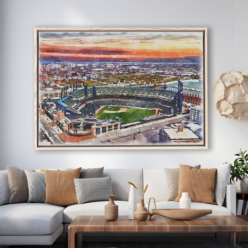Comerica Park Painting Canvas, Tigers Watercolor, Sport Gift Art, Framed Canvas Print Wall Art