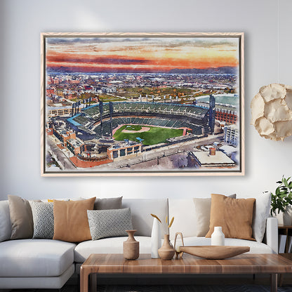 Comerica Park Painting Canvas, Tigers Watercolor, Sport Gift Art, Framed Canvas Print Wall Art