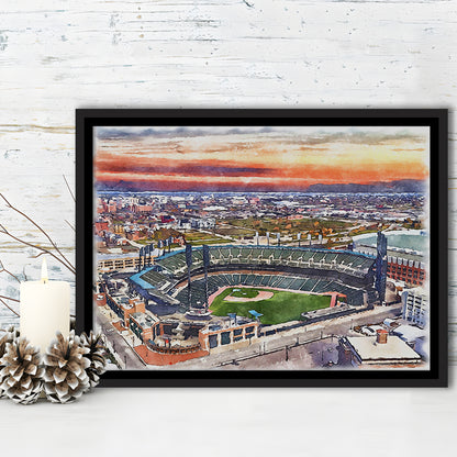 Comerica Park Painting Canvas, Tigers Watercolor, Sport Gift Art, Framed Canvas Print Wall Art