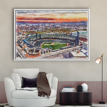 Comerica Park Painting Canvas, Tigers Watercolor, Sport Gift Art, Framed Canvas Print Wall Art