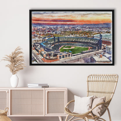 Comerica Park Painting Canvas, Tigers Watercolor, Sport Gift Art, Framed Canvas Print Wall Art