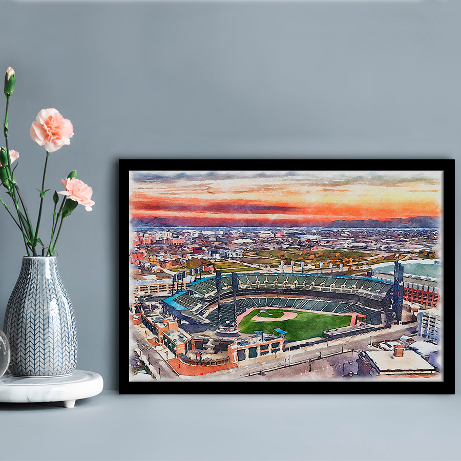 Comerica Park Painting Canvas, Tigers Watercolor, Sport Gift Art, Framed Art Print Wall Decor