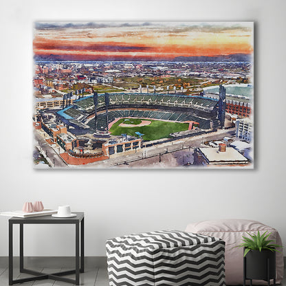 Comerica Park Painting Canvas, Tigers Watercolor, Sport Art, Gifts for him, Canvas Print Wall Art