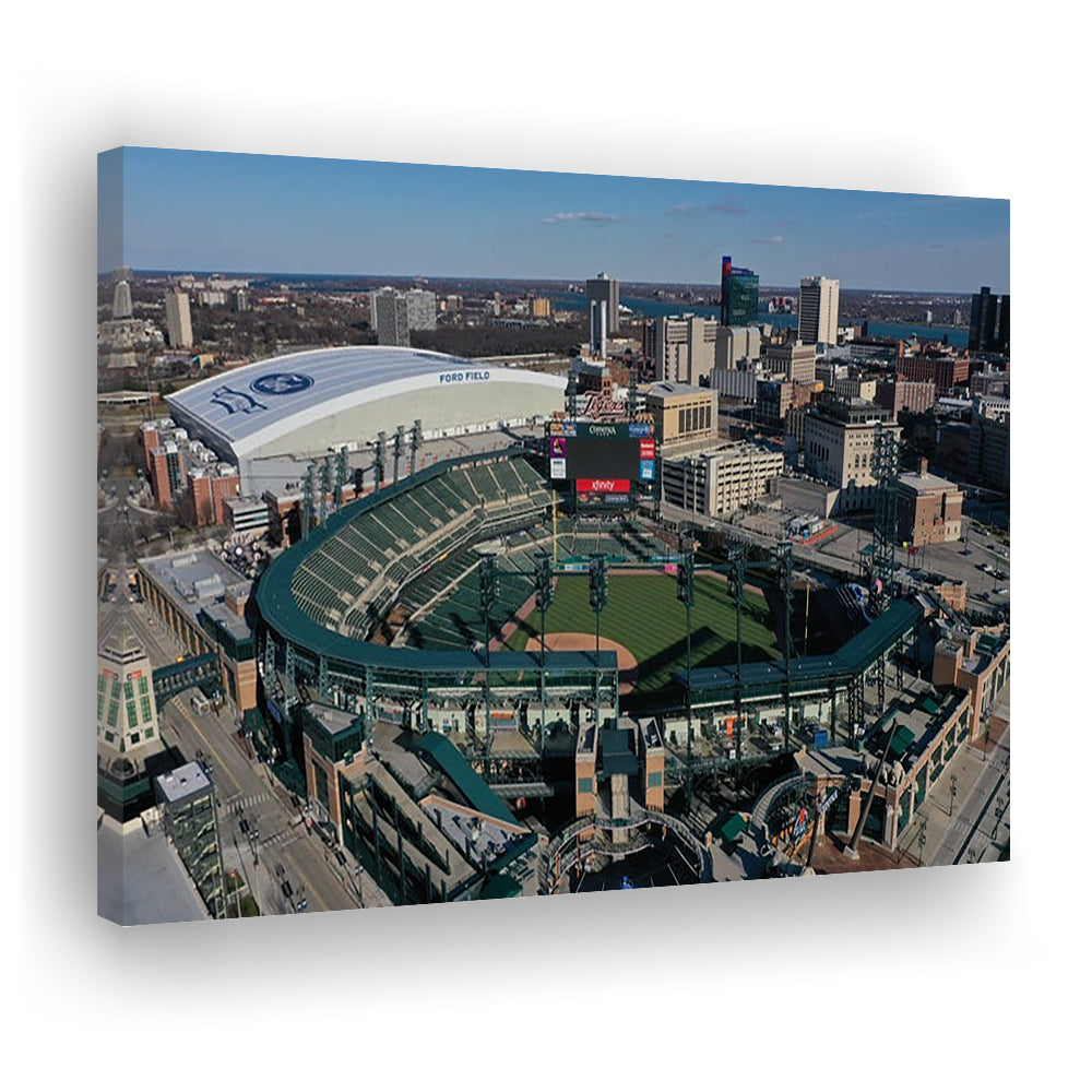 Comerica Park Aerial View, Stadium Canvas, Sport Art, Gift for him, Man Cave Decor, Art Print, Canvas Print Wall Art