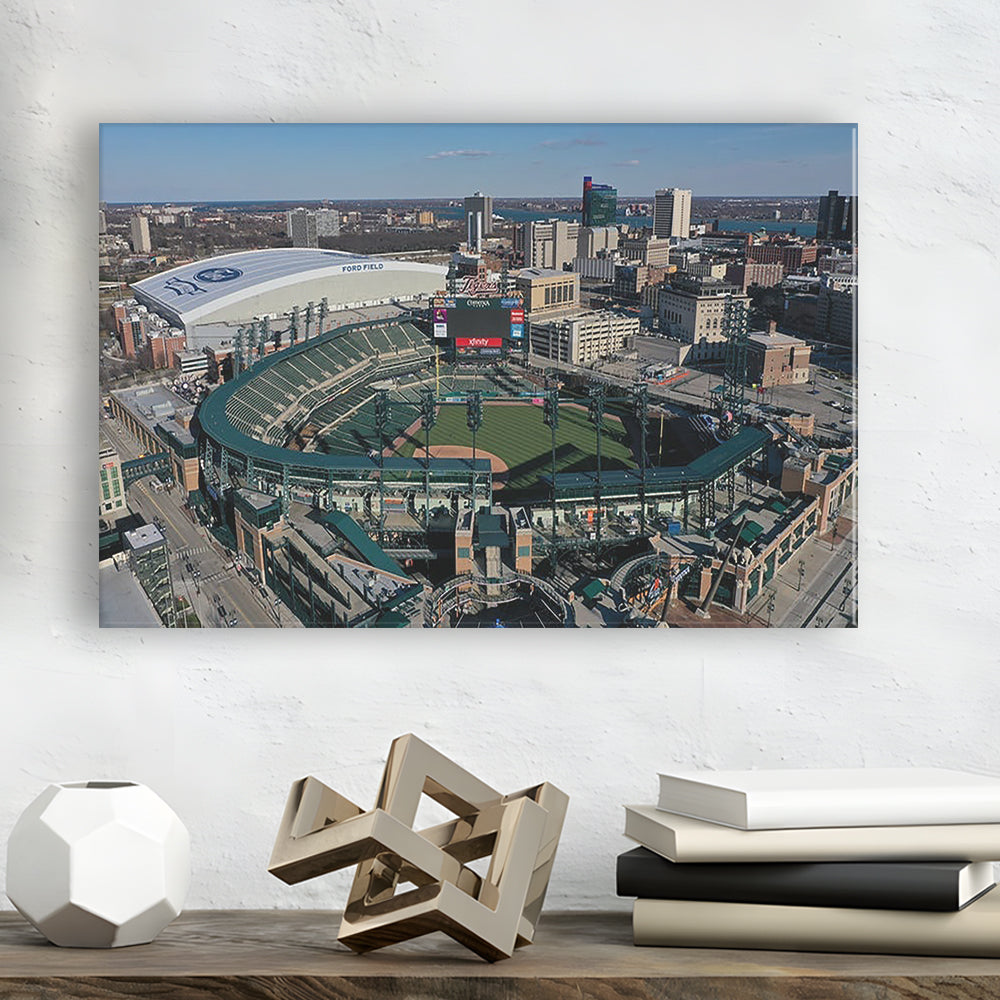 Comerica Park Aerial View, Stadium Canvas, Sport Art, Gift for him, Man Cave Decor, Art Print, Canvas Print Wall Art