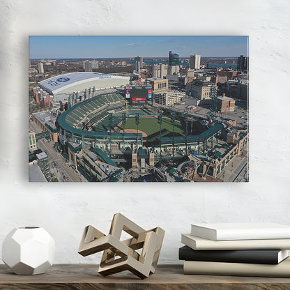 Comerica Park Aerial View, Stadium Canvas, Sport Art, Gift for him, Man Cave Decor, Art Print, Canvas Print Wall Art