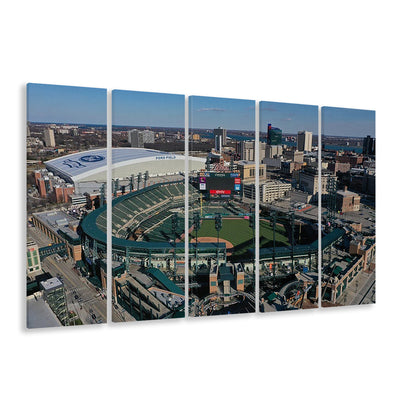 Comerica Park Aerial View, Stadium Canvas, Sport Art, 5 Panel B, Extra Large Canvas, Canvas Print Wall Art