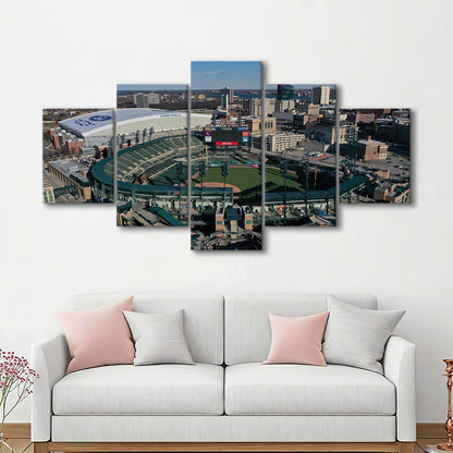 Comerica Park Aerial View, Stadium Canvas, Sport Art, Gift for him, 5 Panel, Large Canvas, Canvas Print Wall Art