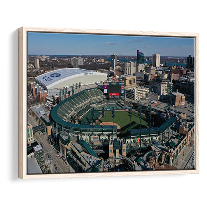 Comerica Park Aerial View, Stadium Canvas, Sport Art, Framed Canvas Print Wall Art, Floating Frame