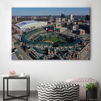 Comerica Park Aerial View, Stadium Canvas, Sport Art, Gift for him, Man Cave Decor, Art Print, Canvas Print Wall Art