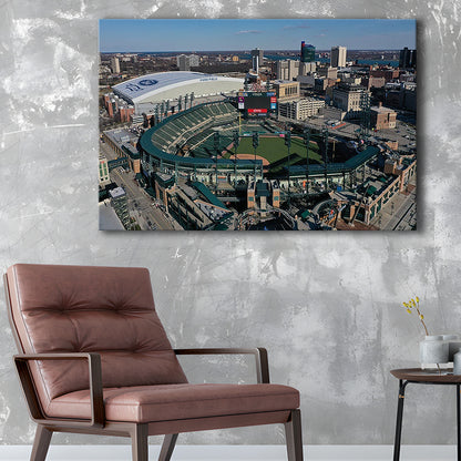 Comerica Park Aerial View, Stadium Canvas, Sport Art, Gift for him, Man Cave Decor, Art Print, Canvas Print Wall Art