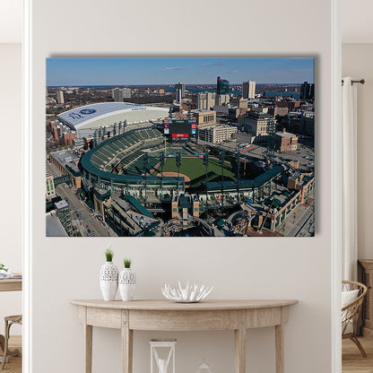 Comerica Park Aerial View, Stadium Canvas, Sport Art, Gift for him, Man Cave Decor, Art Print, Canvas Print Wall Art