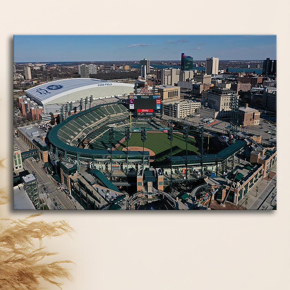 Comerica Park Aerial View, Stadium Canvas, Sport Art, Gift for him, Man Cave Decor, Art Print, Canvas Print Wall Art