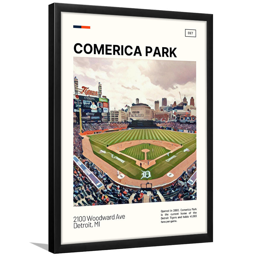 Comerica Park Print, Detroit Tigers Stadium Art, Gifts for him, Sport Art, Framed Art Print Wall Decor