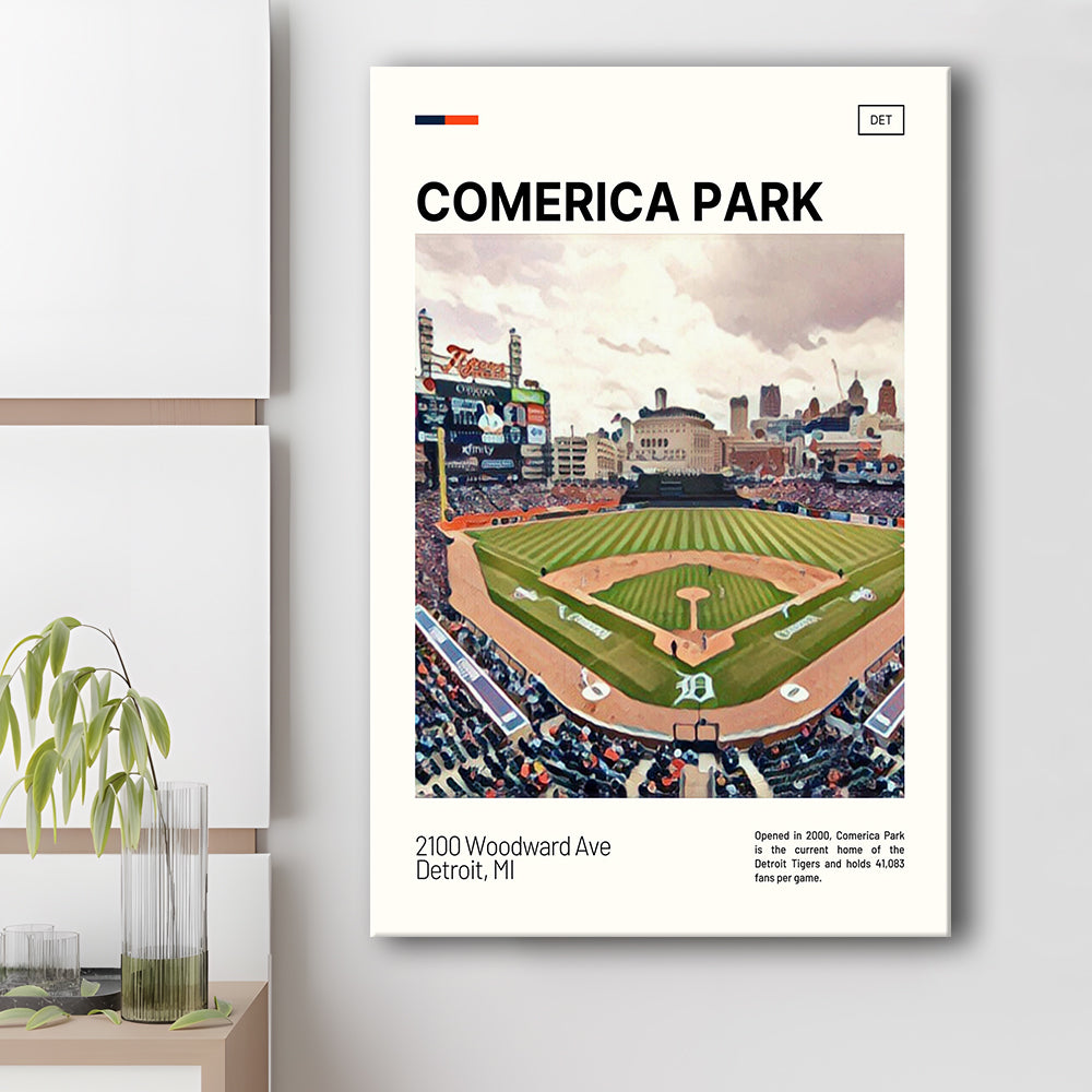 Comerica Park Print, Detroit Tigers Stadium Canvas Art, Fan Gifts, Sport Art, Canvas Print Wall Art