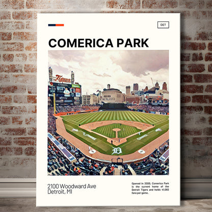 Comerica Park Print, Detroit Tigers Stadium Canvas Art, Fan Gifts, Sport Art, Canvas Print Wall Art