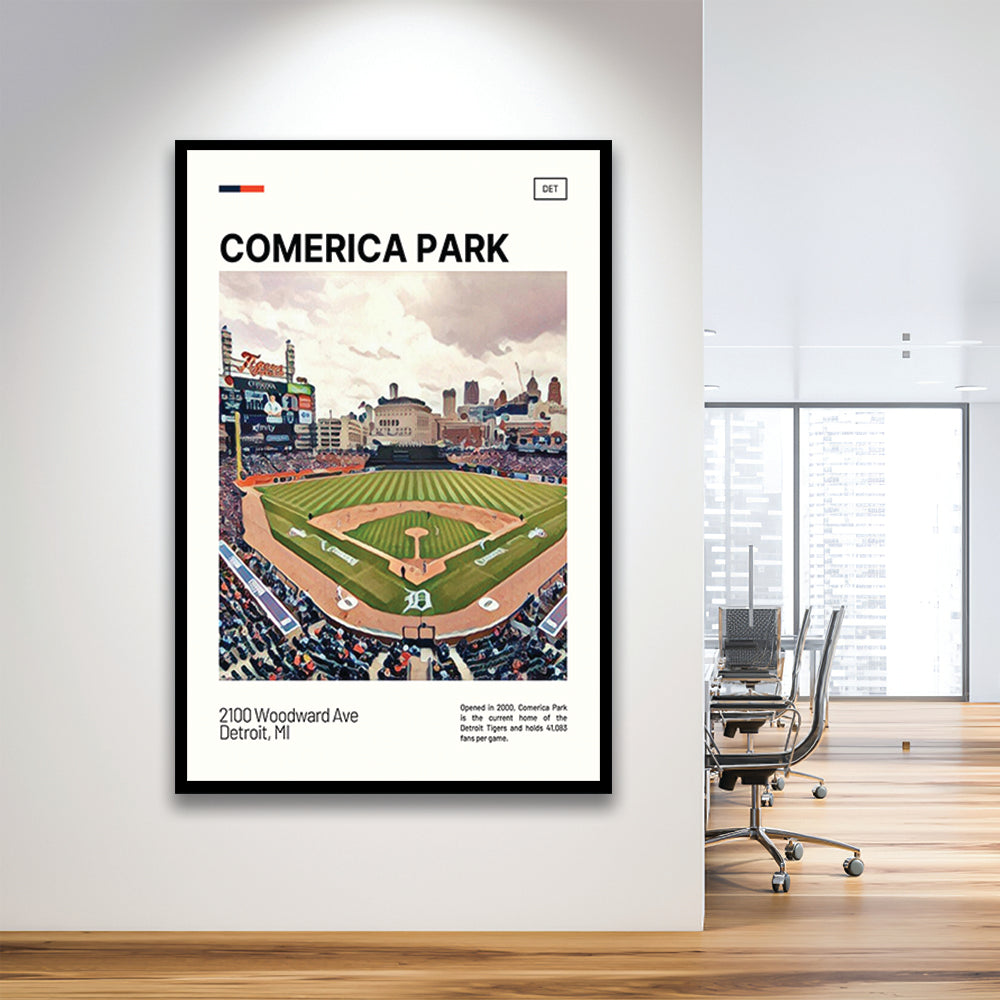 Comerica Park Print, Detroit Tigers Stadium Art, Gifts for him, Sport Art, Framed Art Print Wall Decor
